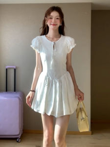 GUANSHU | Short Sleeve Bubble袖 Mini Dress for Petite Women Autumn 2025 New Style