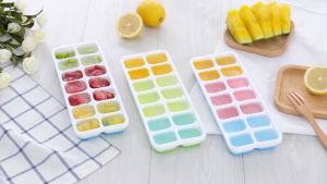 Khay Đá Silicon Có Nắp Đậy 14 Viên Khay Đựng Đá Tủ Lạnh Làm Thạch Kem Bảo Quản Chống Mùi Tuyệt Đối