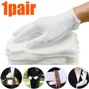 1/3/5pair Solid Color Mens Womens Etiquette White Cotton Gloves Waiter Driver Jewelry Worker Finger Gloves Sweating Gloves