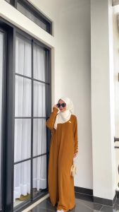 Abaya Habibah Premium Busui Friendly Bahan Crinkle Airflow Mecca Daily Abaya Dress Lebaran Terbaru
