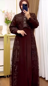 Ardela Maxy Dress Gamis Brokat Burgundy Terbaru 2025 Import Lebaran Dress Ceruty Brokat Kondangan Simple Elegan Gamis Pesta Mewah Elegant Ukuran M L XL XXL Aplikasi Swarovski