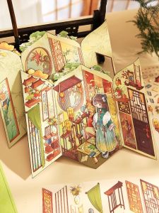Mr.Paper Scenic Folding Stickers Sweet Dream Dollhouse Extra Large Gothic Lolita 3D House Scene Characters Paper Crafts