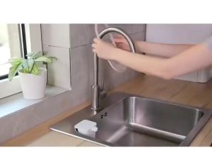 OHHDEER Sling Flexible Sink Caddy Kitchen Soap Sponge Holder Foldable Hanging Draining Organizer