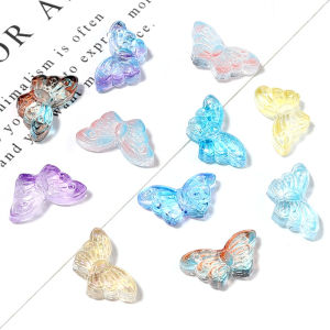 30/50Pcs Gradient Color Butterfly Crystal Beads Spacers Glass Beads For DIY Jewelry Making Earings Necklace Clothing Accessories