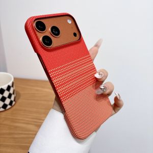 Built-in Magnetic Kevlar Carbon Fiber Texture Plastic Case For iPhone 17 Air 16 15 14 13 Pro Max Slim Borderless Cooling Cover