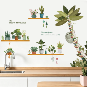 Decal Dán Tường Cây Tri Thức Xanh Green Home Có Keo Sẵn 185x130cm - Trang Trí Phòng Ngủ