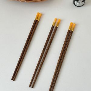 Gourmet Bamboo Wood Chopsticks Set Resin Anti-Slip Mold Proof Uncoated Chinese Style Dining Utensils Gift Pair for Home Use