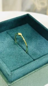 18K Saudi Gold Pawnable Cute Heart Thin Ring with Adjustable Opening for Women