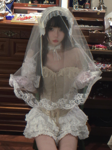 White Wedding Veil Womens Halloween Gothic Style Hair Accessories Cosplay Lolita Flower Bride Headwear Sweet Style Fixed Shaping