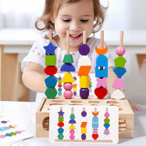 Educational Preschooler Beading and Sorting Block Toys