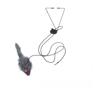 Interactive Cat Toy Hanging Door Retractable Cat Scratch Rope Mouse Long Stick Kitten Feather Toys for Indoor Cats Play Exercise