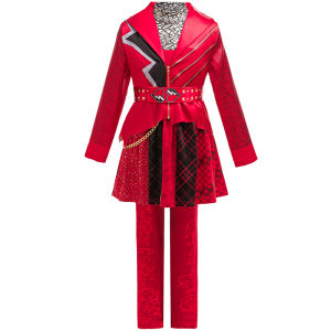 Red Princess Costume Girls 3PCS Suit Coat+Dress+Pant Halloween Carnival Birthday Outfits The Rising of Red Girls Punk Queen Cost