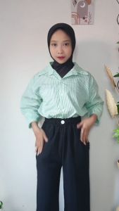 Kemeja Wanita Korean Style Oversize / Briana Kemeja Wanita Salur / Pakaian Wanita Kemeja Blouse Korean Style