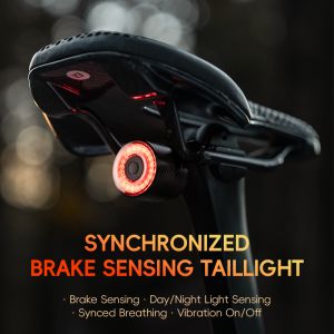 ROCKBROS Brake Vibration Sensor Rear Light Team Synchronized Smart MTB Road Bike Taillight Type-C Rechargeable Waterproof Tail Light