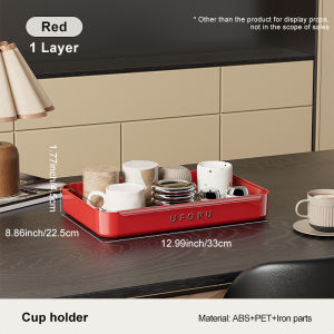 UFORU Kitchen and Multi-Function Drain Cup Rack in Ancient Home Tea Cup Storage Rack with Double Layer Large Capacity Organizer