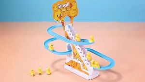 DAILYGO Electronic Educational Toy For Kids Duck Climbing Stairs Track Toy with Light and Music