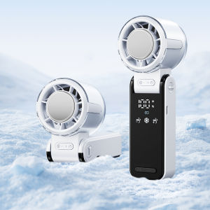 New 4000mAh Semiconductor Refrigeration Handheld Fan Turbine High-speed Violent Electric Fan Folding Neck Ice Pack Small Fan