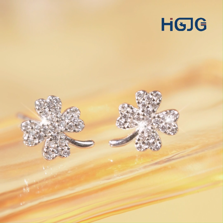 Bông Tai Bạc 925 HGJG Cỏ Bốn Lá May Mắn, Bông Tai Bạc Nữ Thiết Kế Tinh ...