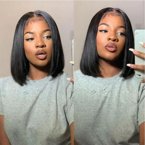 10-16inch Short Straight Bob Wig  Straight Brazilian 100% Human Hair Bobo 13x4 Lace Frontal Wig Bobo Medium Straight Hair
