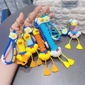 Cartoon Duck Keychain Stress Relief Extendable Neck Sailor Couple Gift Pendant Creative Keyring Fun Play Duck Lanyard