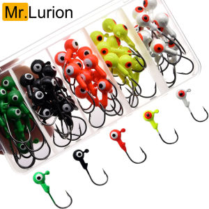 50pcs/Box 1g 1.8g 3.5g 5g 7g colored jig head hook fishing hook with round head rigging hooks for soft lure baitstrout hook