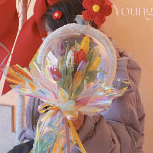 Acrylic Bounce Ball Luminous Best-Selling Transparent Balloon with Light Flower Luminous Push Bubble Ball Bouquet Rose