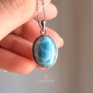 High Grade Larimar Gemstone Pendant in S925 Silver Jewelry