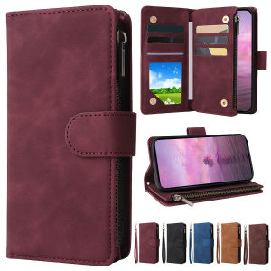 Wallet Multi-card Zipper Kickstand Magnetic Flip Leather Case For iPhone Air 17 Pro 17 Pro Max Shockproof Protective Card Bag