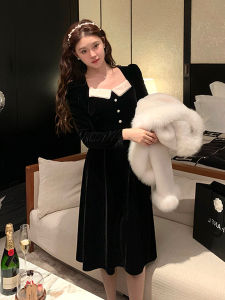 CHOUXIE | Elegant Petite Style Velvet Dress