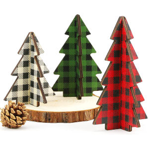 (3 pieces/bag) 7.95-14CM Christmas Tree 3D Wooden Crafts Decoration Room Decoration Celebrating Happy New Year