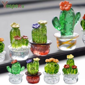 YESPERY รูปปั้นต้นกระบองเพชรเรซินรูปปั้นย่อไมโครแค ตัสเรซินประดับอุปกรณ์ตกแต่งบ้าน DIY ขนาดเล็กสำหรับจอทีวีติดรถคอมพิวเตอร์