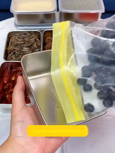 6PCS/Set  Tempat Makan Stainless Food Container Tempat Menyimpan Makanan Dengan Penutup Food Storage Box Stainless 304 Tempat Makanan Dengan Tutup Plastik Wadah Sayuran Stainless Multifungsi Untuk Oven Microwave Dilengkapi