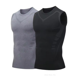 New Summer Fitness Compression Shirt For Men Shaping Sleeveless Therapy Vest Male Ice-Silk Compression Tank Tops Body Shapewear