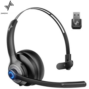 หูฟังไร้สาย JIAMQISHI EH06U พร้อมไมโครโฟน บลูทูธ V5.2 พร้อมดองเกิล USB ปิดเสียงได้ สำหรับพีซี/คอมพิวเตอร์/แล็ปท็อป/ศูนย์บริการลูกค้า