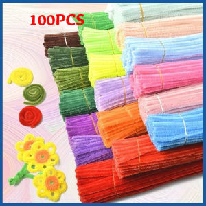 100Pcs DIY Multicolour Fuzzy Wire Twisted Stick Craft Flower Kids Chenille Twist Wire for Art DIY