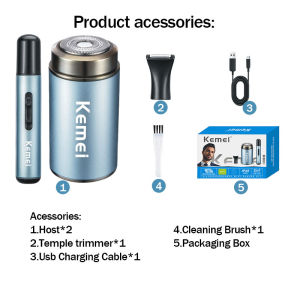 Kemei Portable Electric Shaver Household Small Steel Razor 3in1 Nose Hair Trimmer Shaver Set KM-T390
