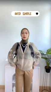 [Basica Moda] 6022  Atasan Top Outer Jaket Bomber Wanita Meghan Organza Import