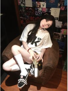 Retro American Pure Cotton Shoulder Length Short Sleeve T-Shirt Women Summer Loose Korean Style Half Sleeve Design Unique Top