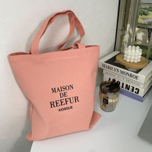 Thickened Canvas Bag Simple Letter Korean Style Artistic Casual Large Capacity Single Shoulder Canvas Bag for Women Handheld
