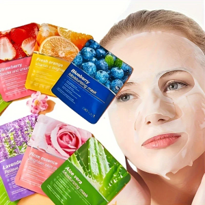 6-piece strawberry mask hydrating plant fruit mask for men and women - daily skin care glowing skin travel size convenient