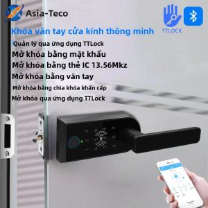 Khóa Cửa Kính Thông Minh Có Khóa Vân Tay Mật Khẩu Điều Khiển Bằng Ứng Dụng TTLOCK Ngăn Cách Kỹ Thuật Số Mở Đơn Hợp Kim Nhôm