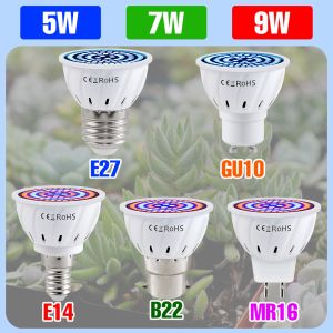 E27/E26 LED Grow Light Bulb E14 Full Spectrum Indoor Flower Potted Plant Grow Box Cultivation Lamp GU10 MR16 B22 AC220V 5W 7W 9W