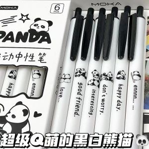 ปากกาเนื้อกลาง MOKA ทรงน่ารักสีน้ำเงิน ปากกาเนื้อกลางแบบกดพร้อมหมึกแห้งเร็ว ปากกาเนื้อกลางสำหรับนักเรียน ปากกาเนื้อกลางแบบหมุนได้