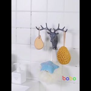 Móc treo tự dính sừng Hươu trang trí tường treo chìa khóa túi sách babo (TD18).