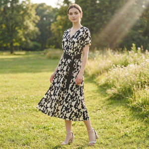 Floral V-neck Slimming Chiffon Dress