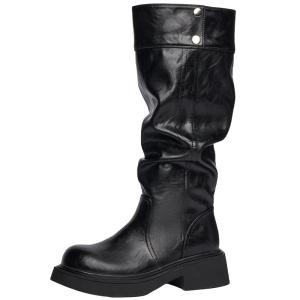 Josiny | Thick-soled All-matching Slimming Ruched Piling Boots Long