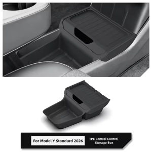 for Tesla Model Y Juniper Standard RWD 2026 2025 Center Console Lower Storage Box TPE Central Tray Organizer Accessories Tidying