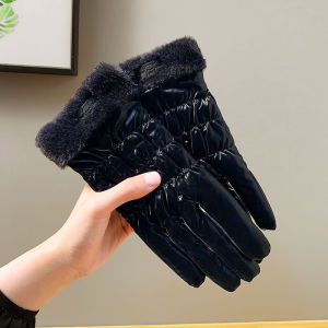 Women s Warm Gloves Fleece Lined Thickened Bowknot Fur Edge Windproof Antifouling for Autumn Winter Outdoor Cycling Sports