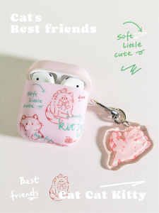Original Graffiti Pink Cat Airpods Pro2 Case Apple Gen One And Two Earphone Shell Protective Cover Silicone Hard Shell Cute Cartoon