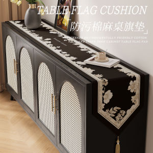 American Style Cotton Linen Table Flag Dining Table Tea Table Long Strip Table Mat Home Use Chest of Drawers Tea Table Luxury